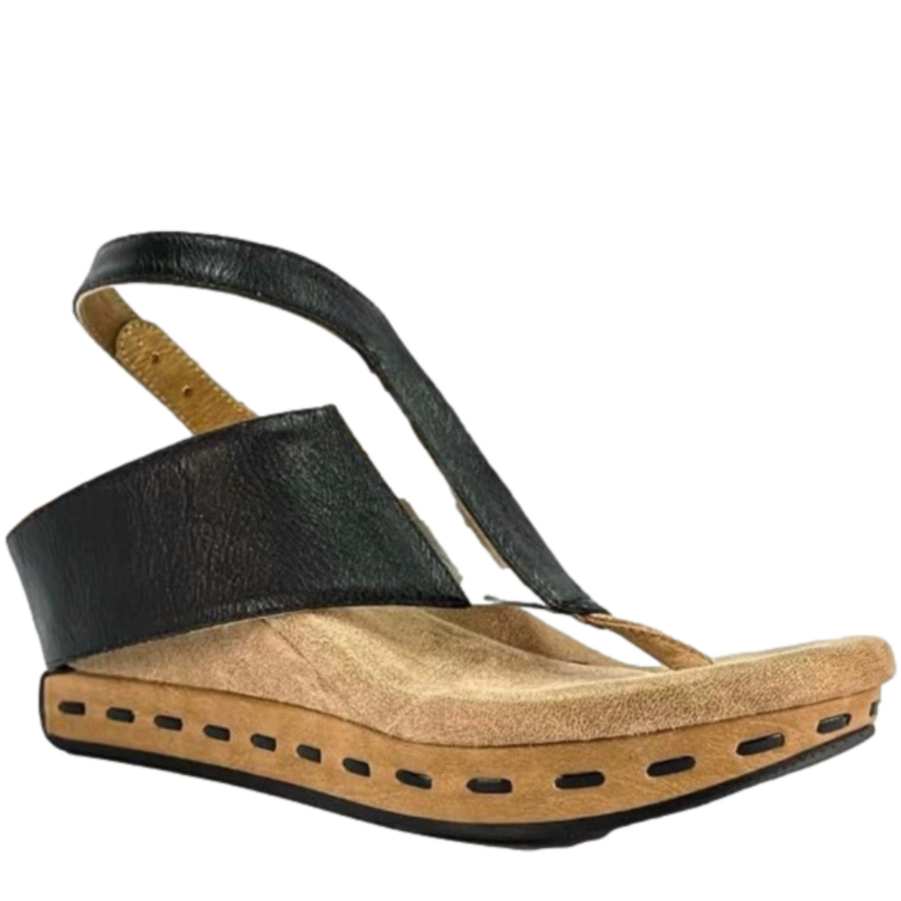 Modzori Venitia Mid Wedge Reversible Sandal Black Tan Suede Size 9 Neutral